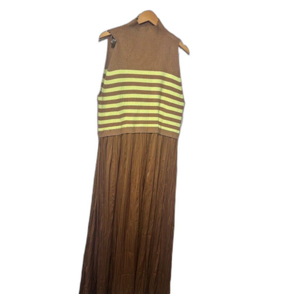 By Anthropologie Sweater Dress Maxi Thea Twofer Sleeveless Brown Stripe 3X XXXL